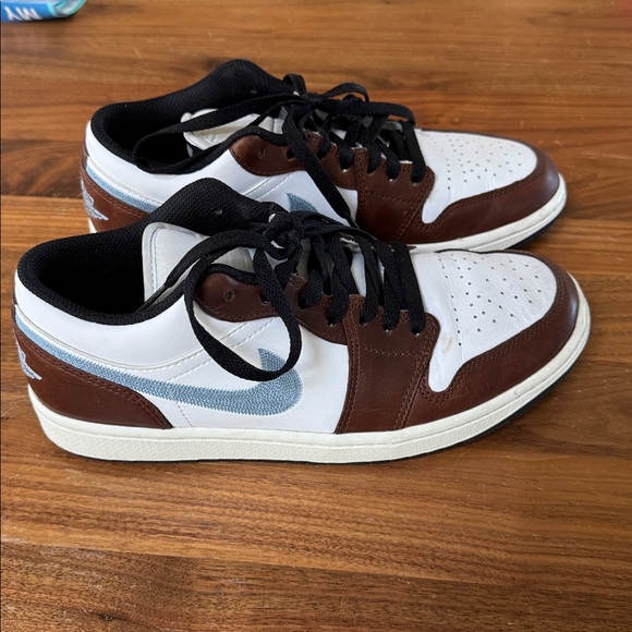 Nike Shoes - Nike Air Jordan 1 LowWhite Blue Grey Brown Leather